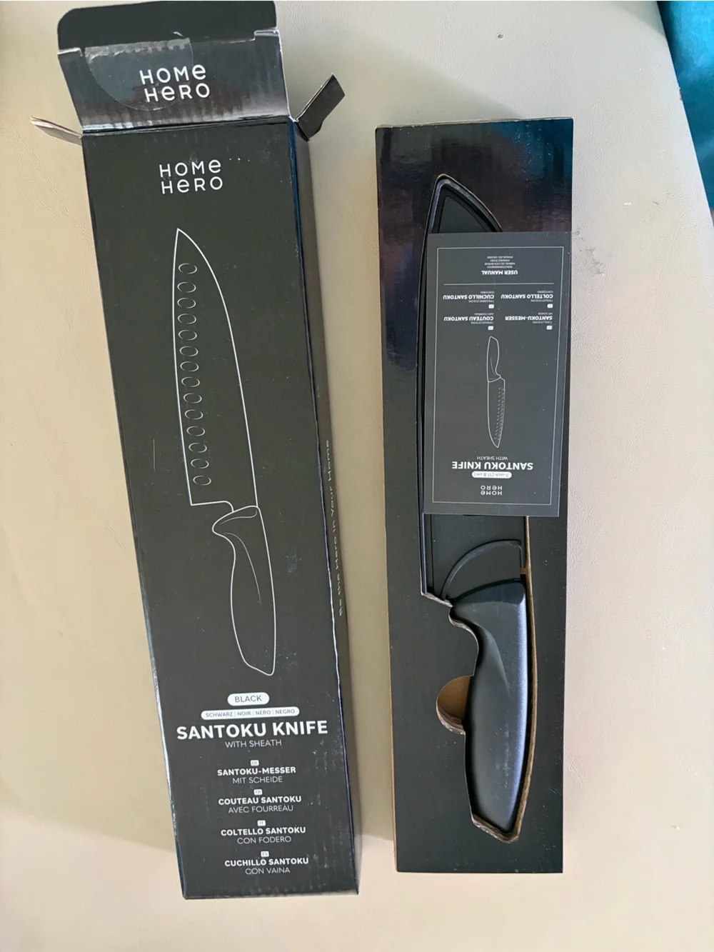 Black Chef's Knife with Protective Sheath - Unbranded